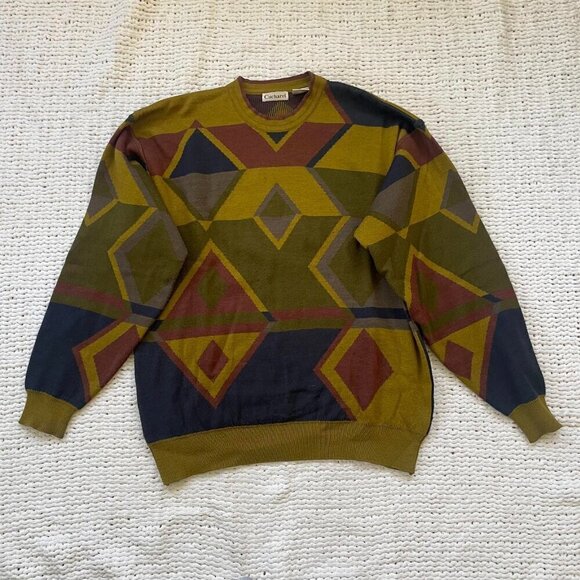 Men's Cacharel Vintage 90's Geometric Patterned Sweater - Size Large - Picture 1 of 3